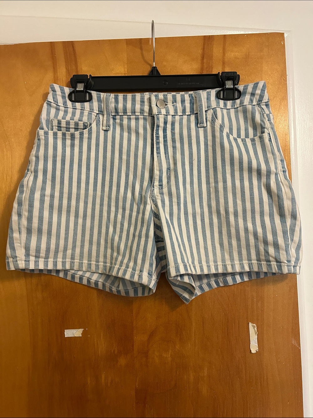 Universal Thread Blue and White Striped Denim Shorts